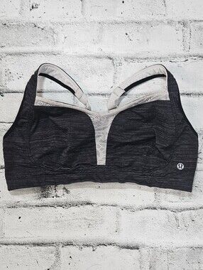 Lululemon Striped High Support Sports Bra 38D Lace Panel